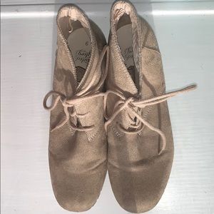 Tan Lace-Up Ankle Boots